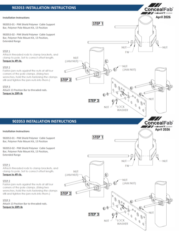 Standard Polymer Cable Support Bar & Clamps Installation Guide