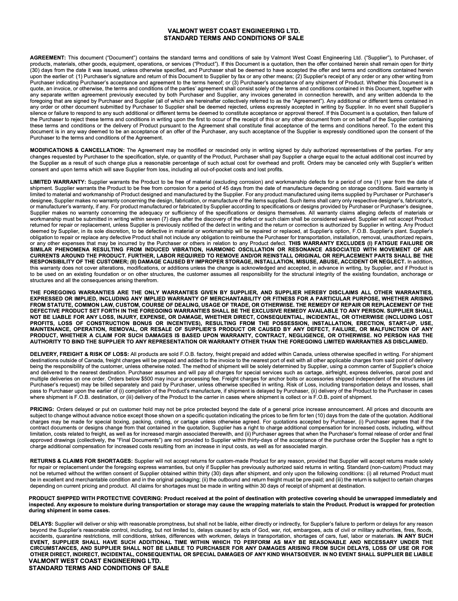 Terms & Conditions (Canada)